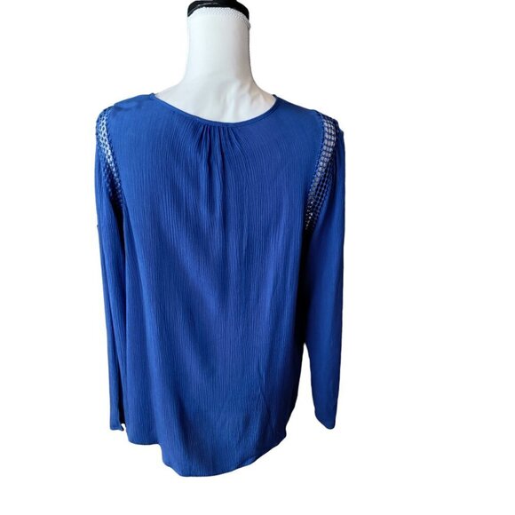 Joseph A Boho Long Sleeve Blue Crinkle Blouse in Size Medium - Picture 3 of 5